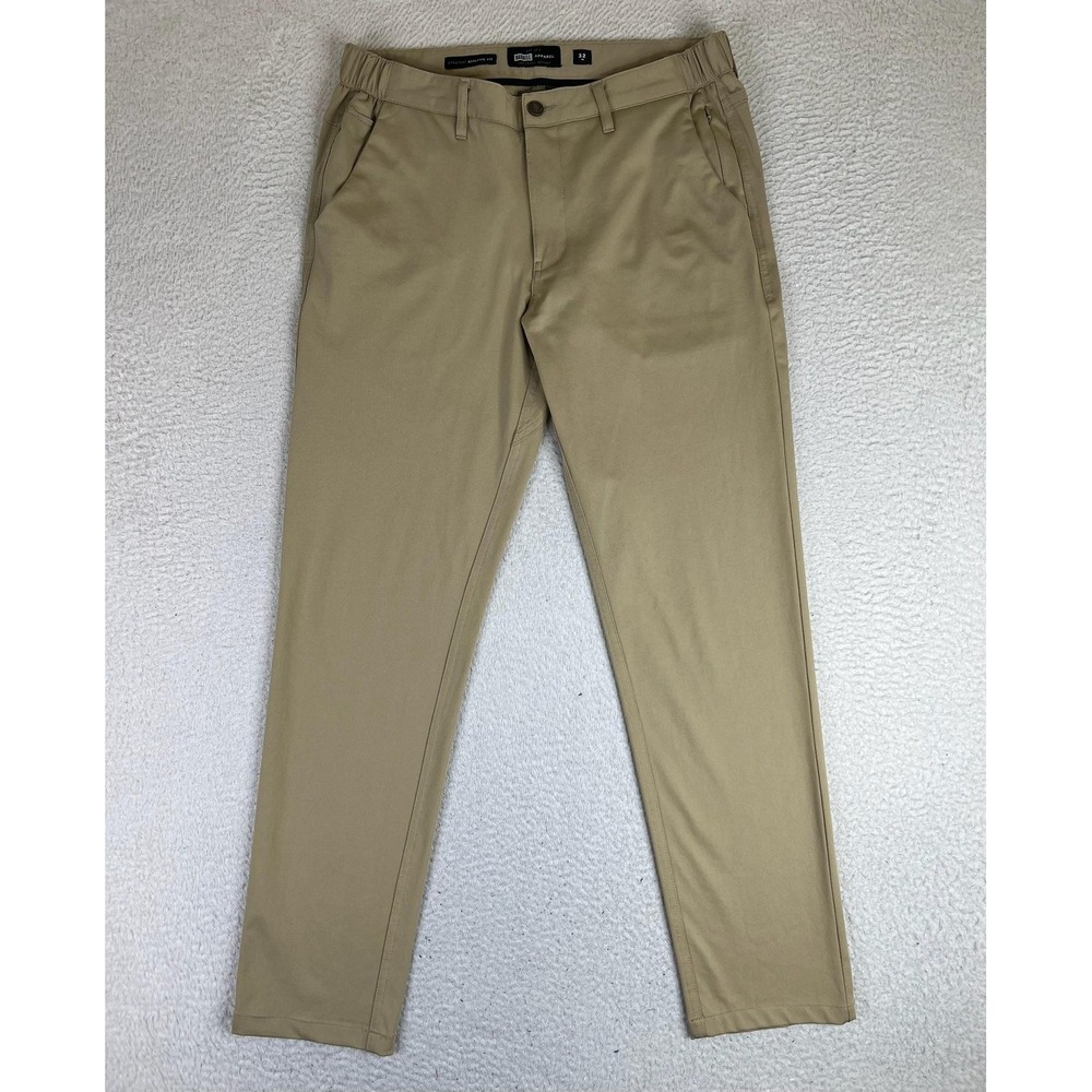 Barbell Apparel Mens 32x32 Beige Straight Athletic Fit Stretch Chino Pants